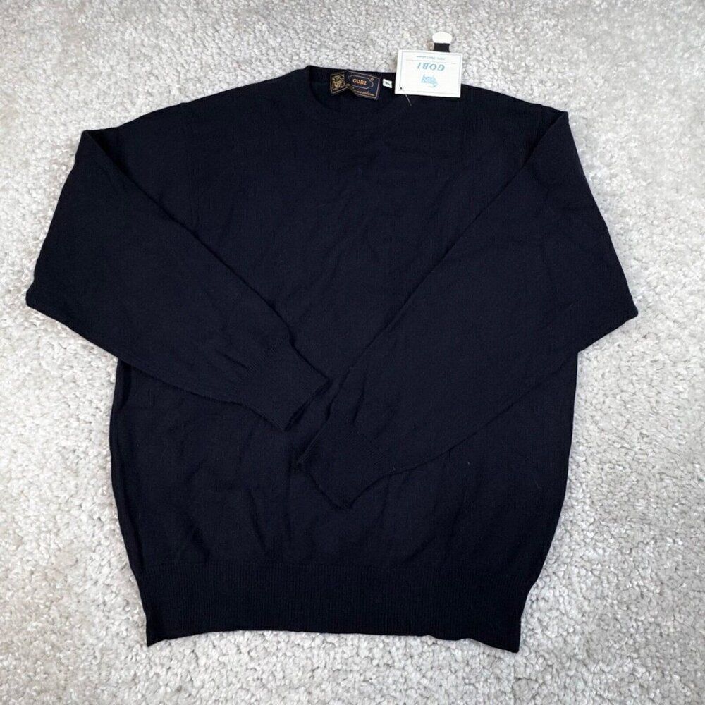 Gobi Cashmere Crew Neck Sweater Navy Blue NEW DEFECT